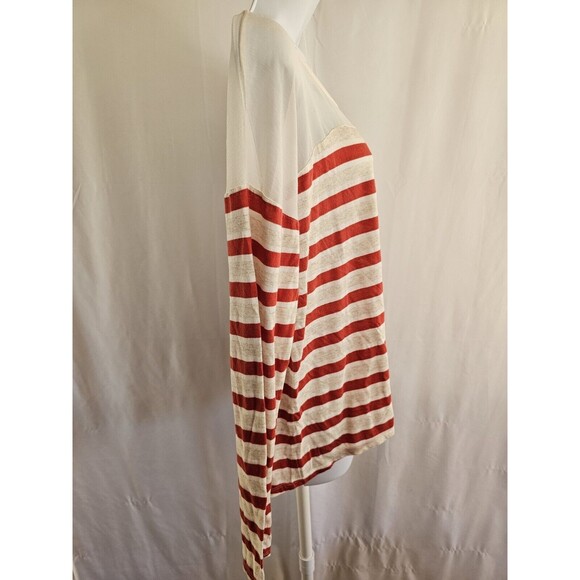 DKNY Jeans Blouse Womens Ivory Striped Lightweight Shirt Size Large - Picture 9 of 9